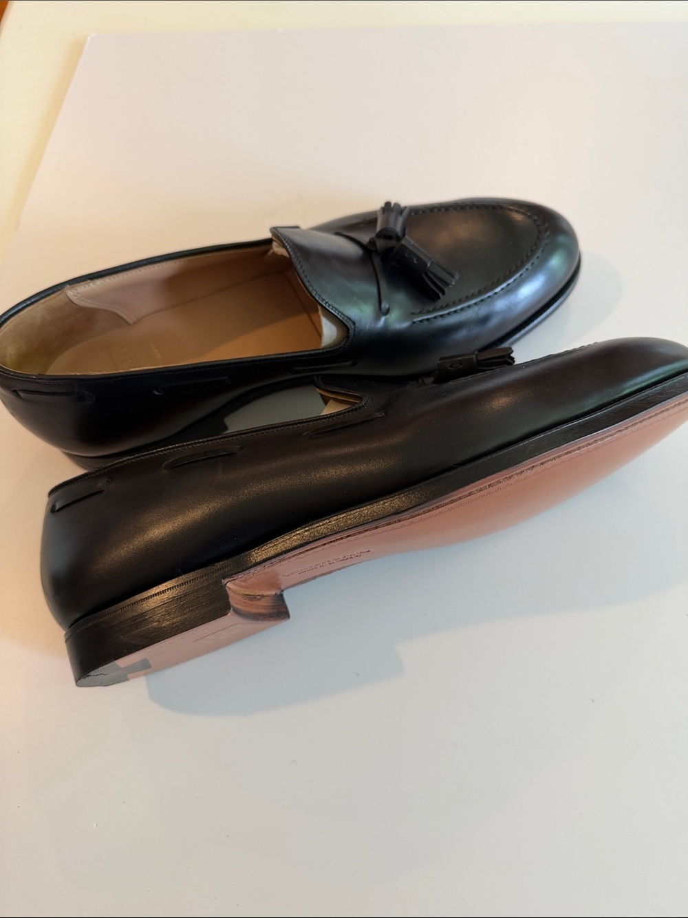 Crockett & Jones Cavendish Black Leather Tassel Loafers Sz 10E.  NWOB. Box45 - Picture 5 of 8